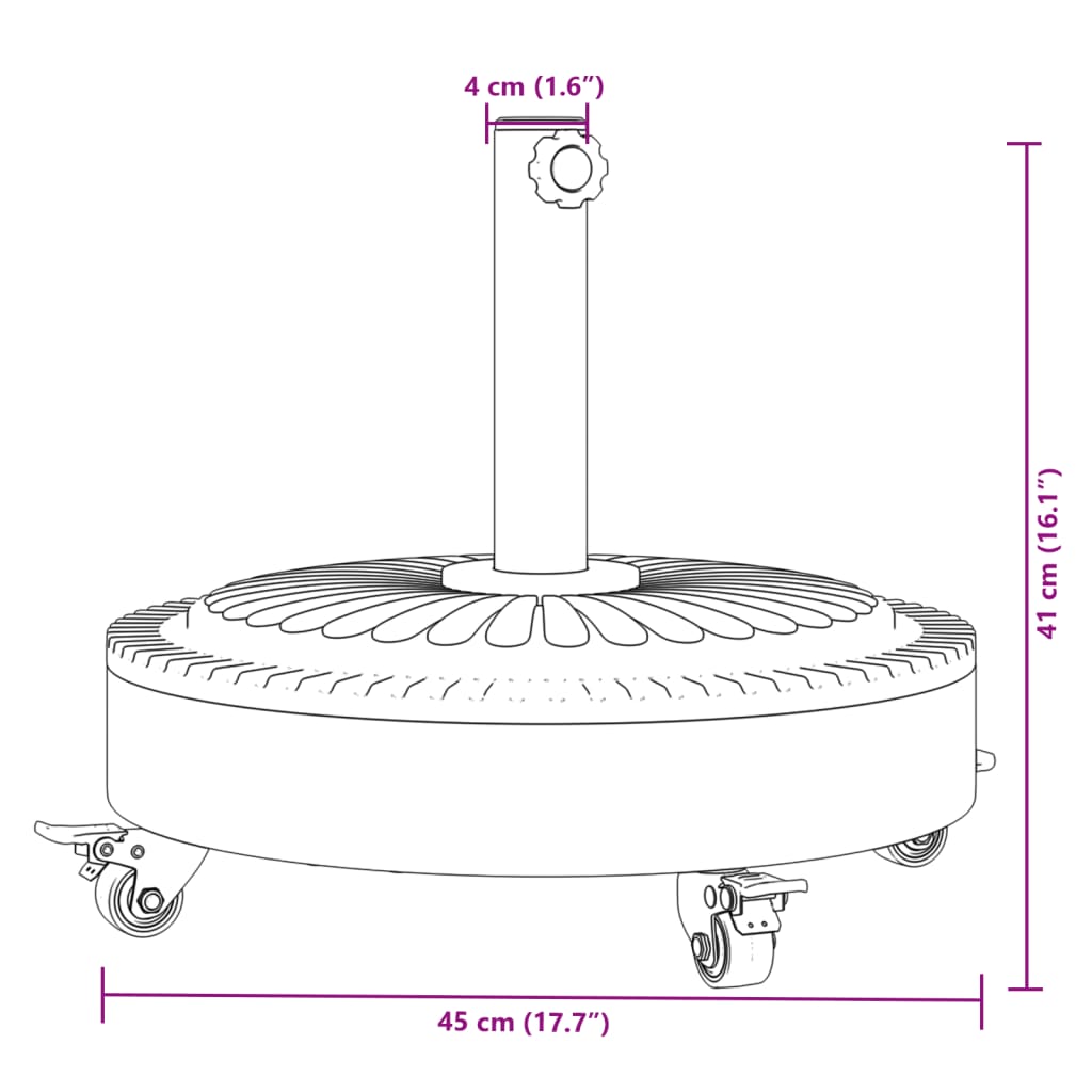 vidaXL Stojan na slunečník s kolečky pro tyč Ø 38/48 mm 27 kg kruhový