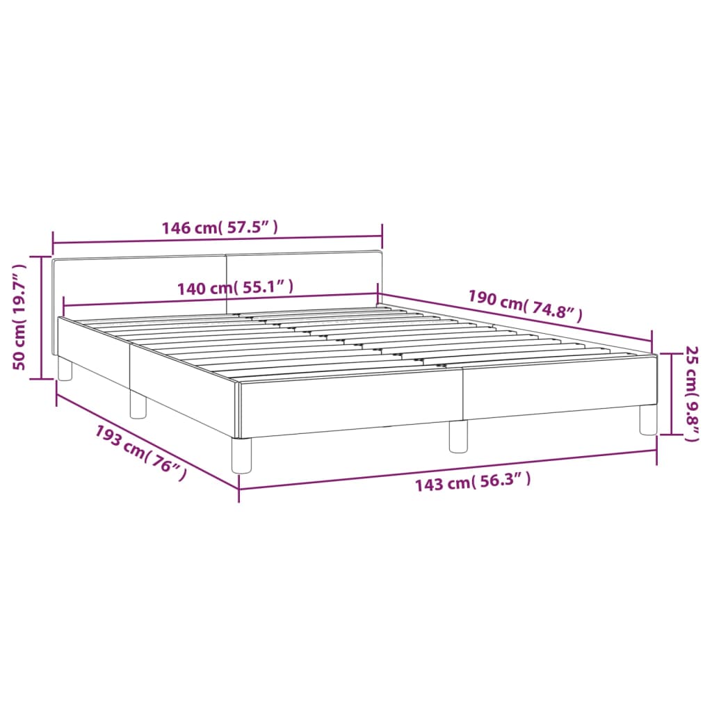 vidaXL Rám postele bez matrace tmavě modrý 140x190 cm samet