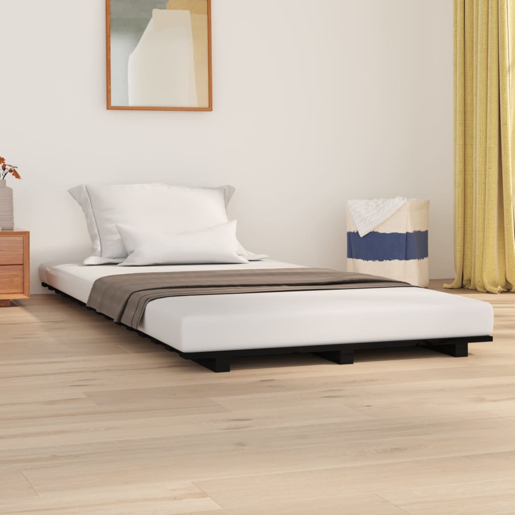 vidaXL Rám postele černý 75 x 190 cm masivní borové dřevo