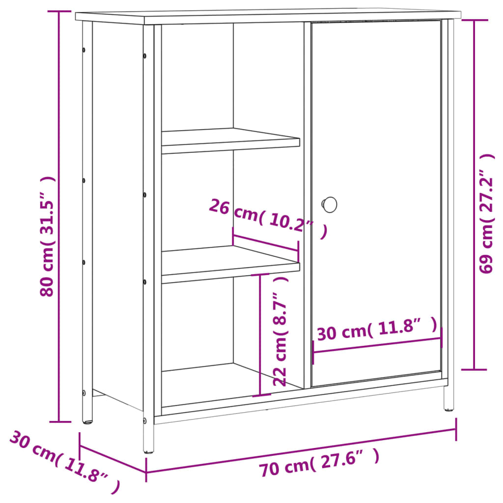 vidaXL Příborník kouřový dub 70 x 30 x 80 cm kompozitní dřevo