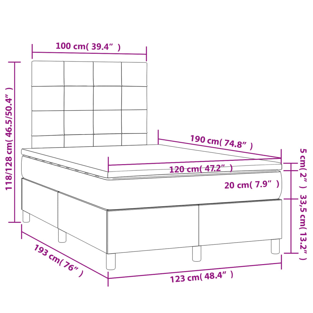 vidaXL Box spring postel s matrací krémová 120x190 cm textil