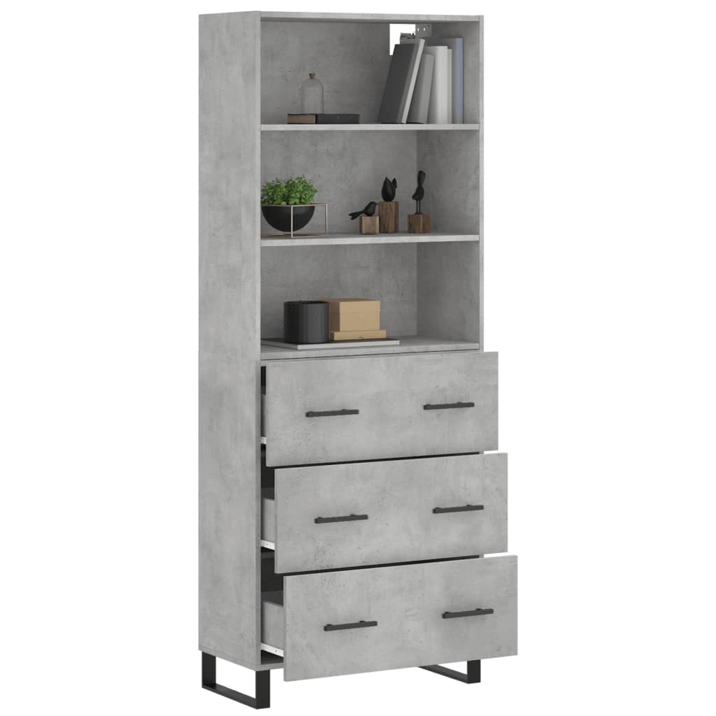 vidaXL Skříň highboard betonově šedá 69,5x34x180 cm kompozitní dřevo