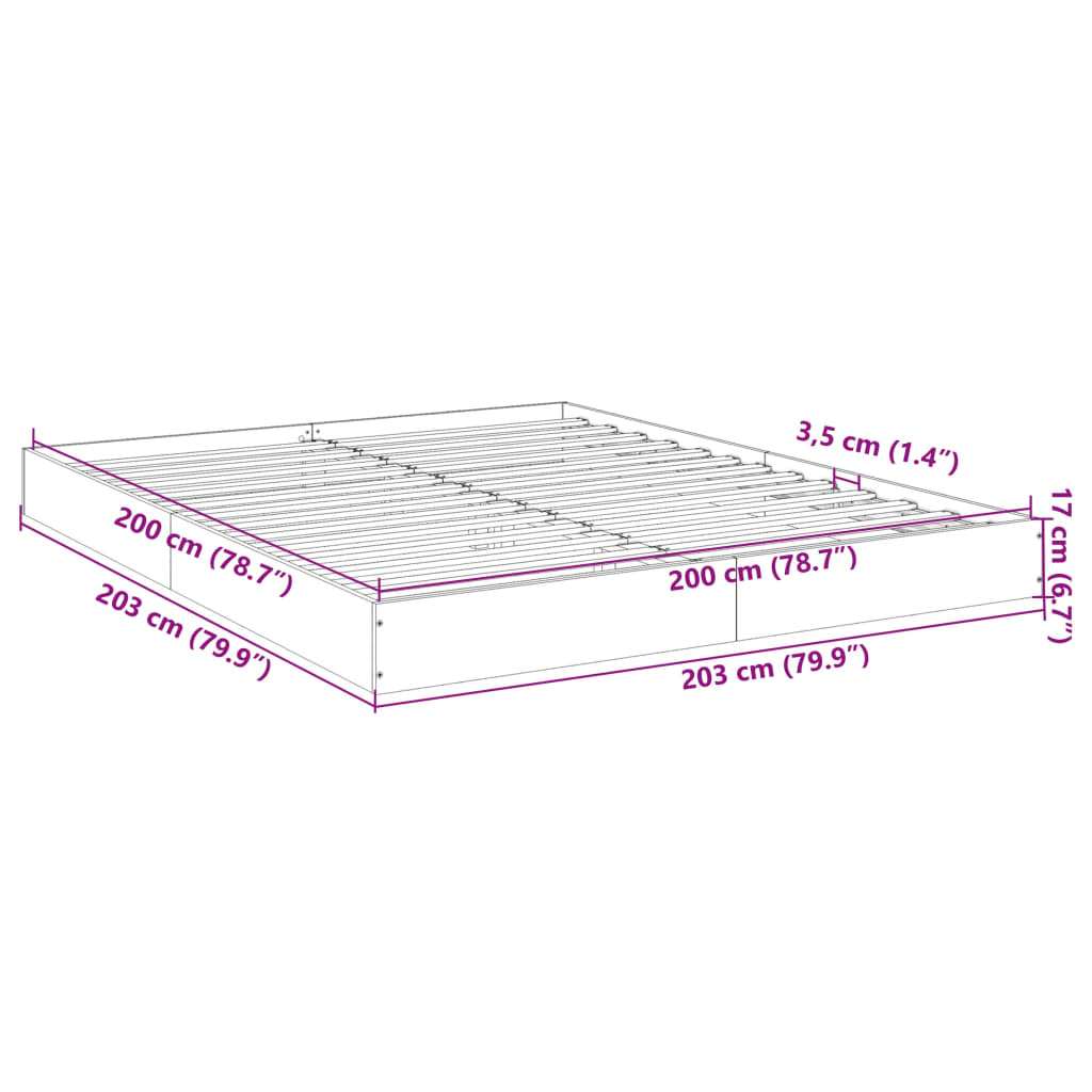 vidaXL Rám postele dub sonoma 200 x 200 cm kompozitní dřevo