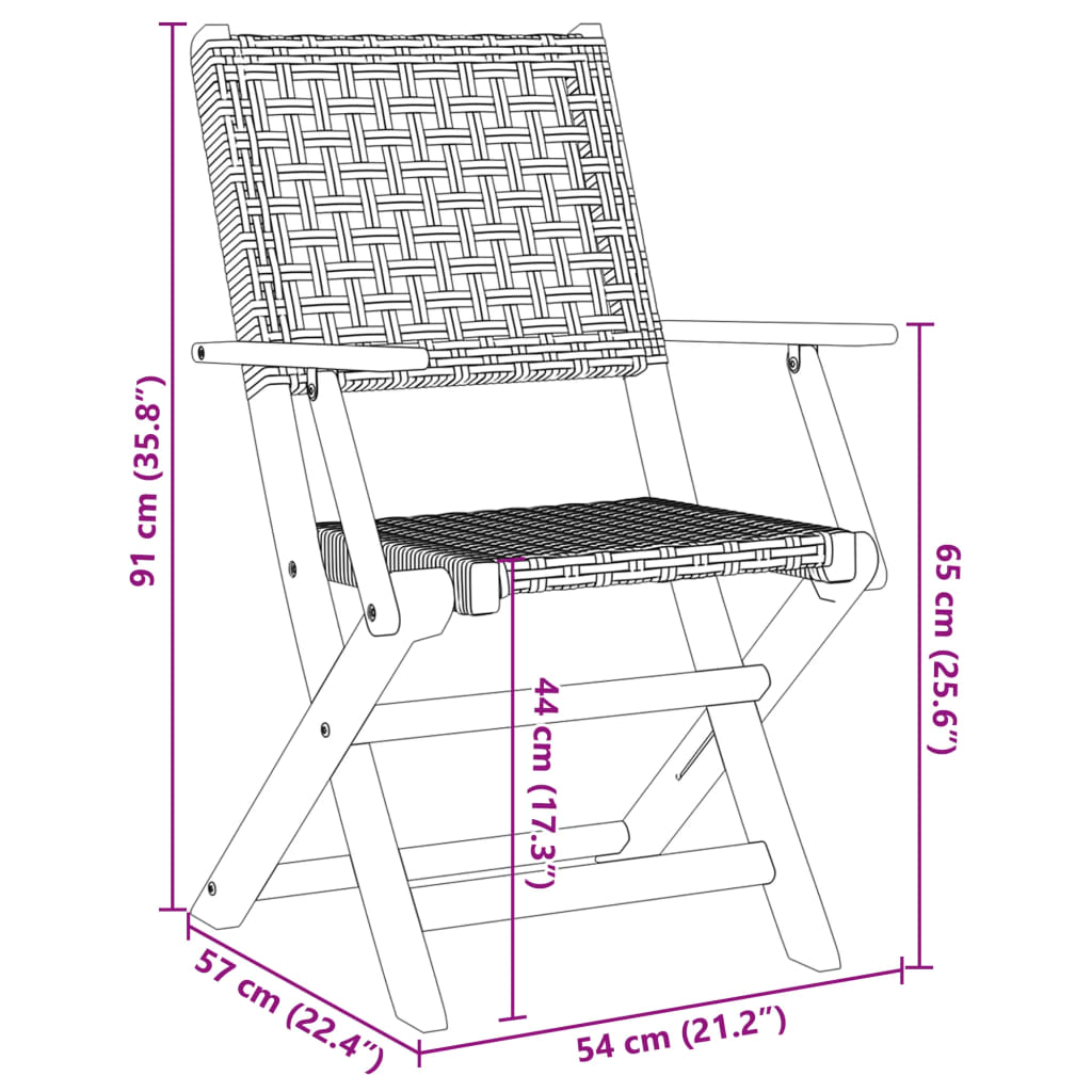 vidaXL 3dílný bistro set černý polyratan a masivní dřevo