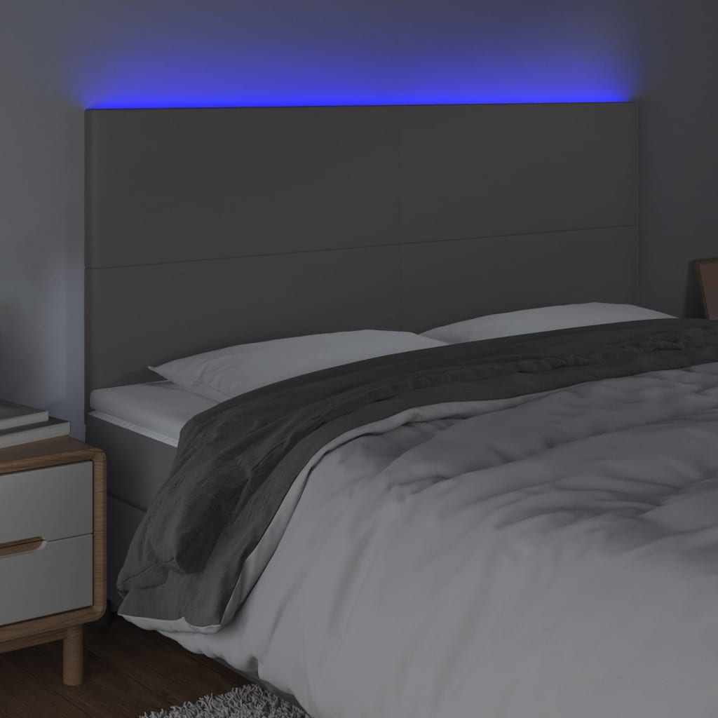 vidaXL Čelo postele s LED šedé 160x5x118/128 cm umělá kůže