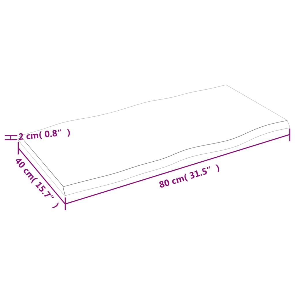 vidaXL Stolní deska světle hnědá 80x40x2 cm ošetřený dub živá hrana