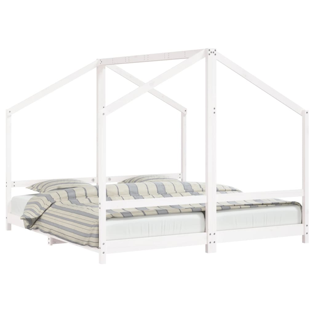 vidaXL Dětská postel bílá 2x (90 x 190) cm masivní borové dřevo