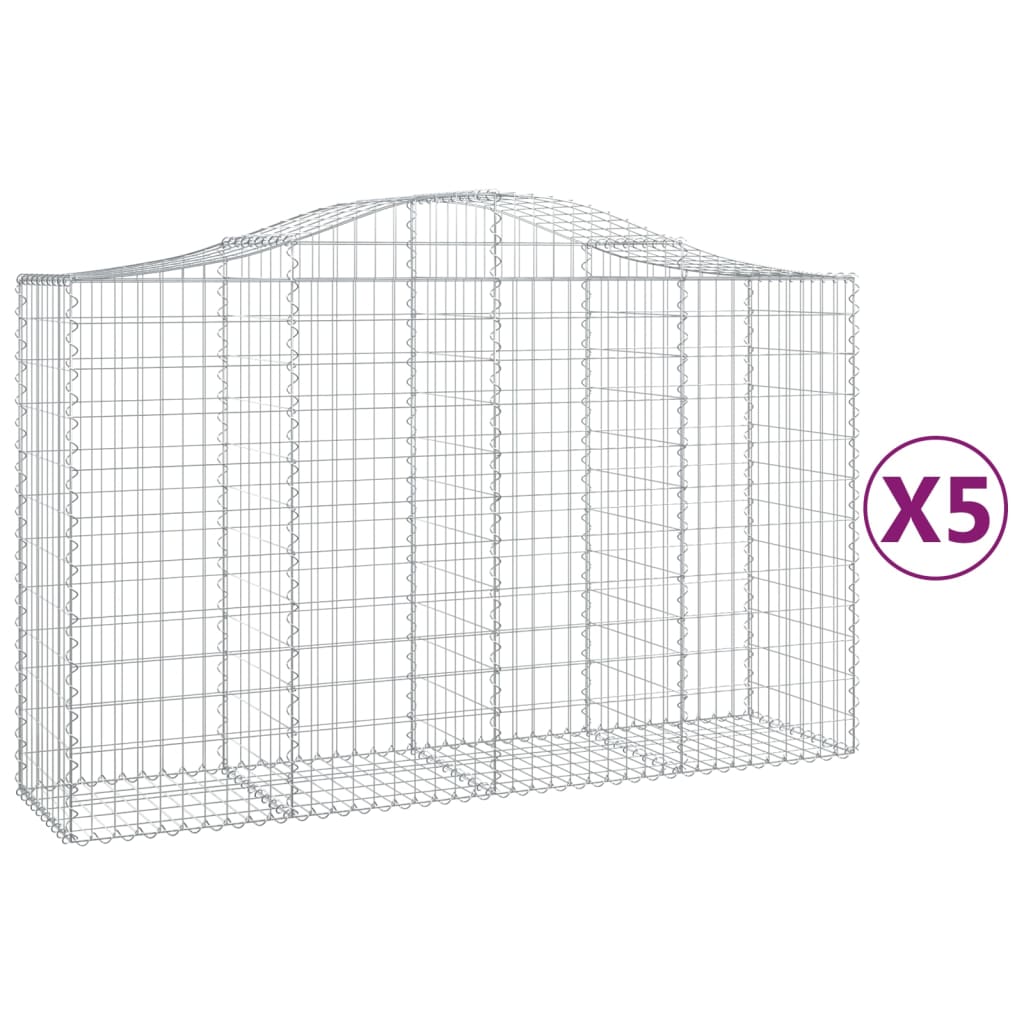 vidaXL Klenuté gabionové koše 5 ks 200x50x120/140cm pozinkované železo