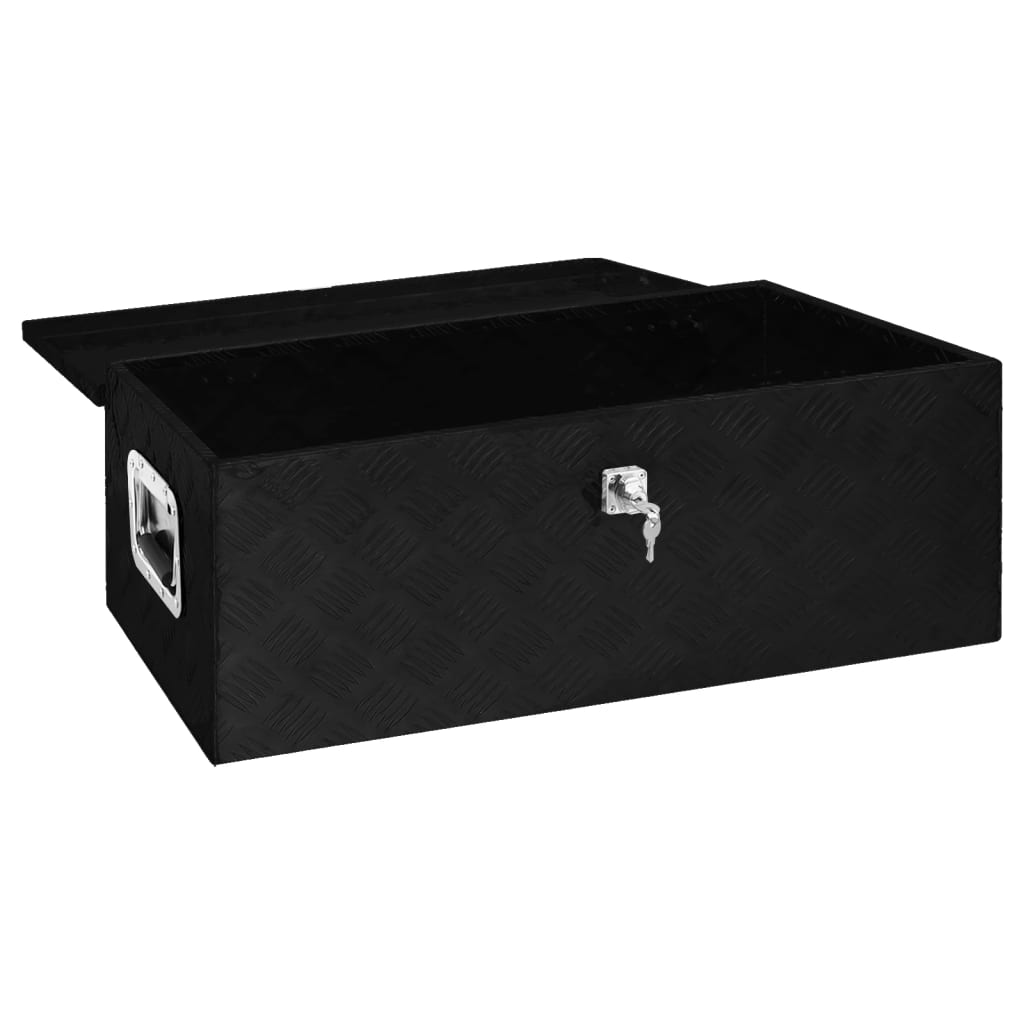 vidaXL Úložný box černý 90 x 47 x 33,5 cm hliník