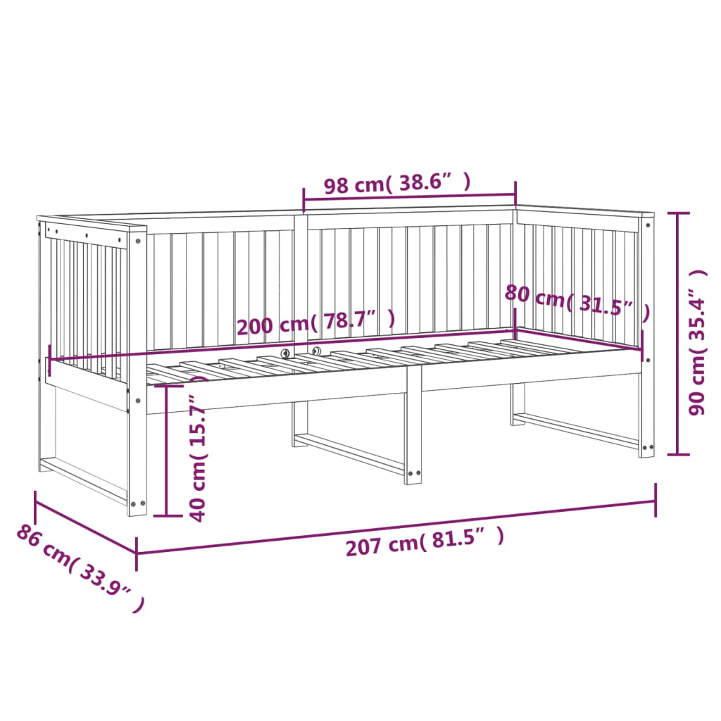 vidaXL Válenda medově hnědá 80 x 200 cm masivní borové dřevo