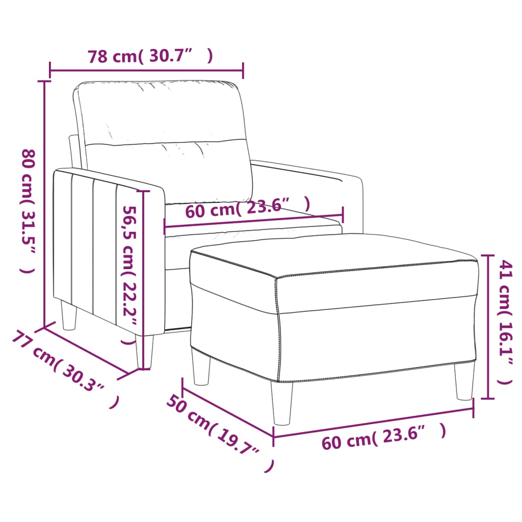 vidaXL Křeslo s podnožkou tmavě šedé 60 cm textil