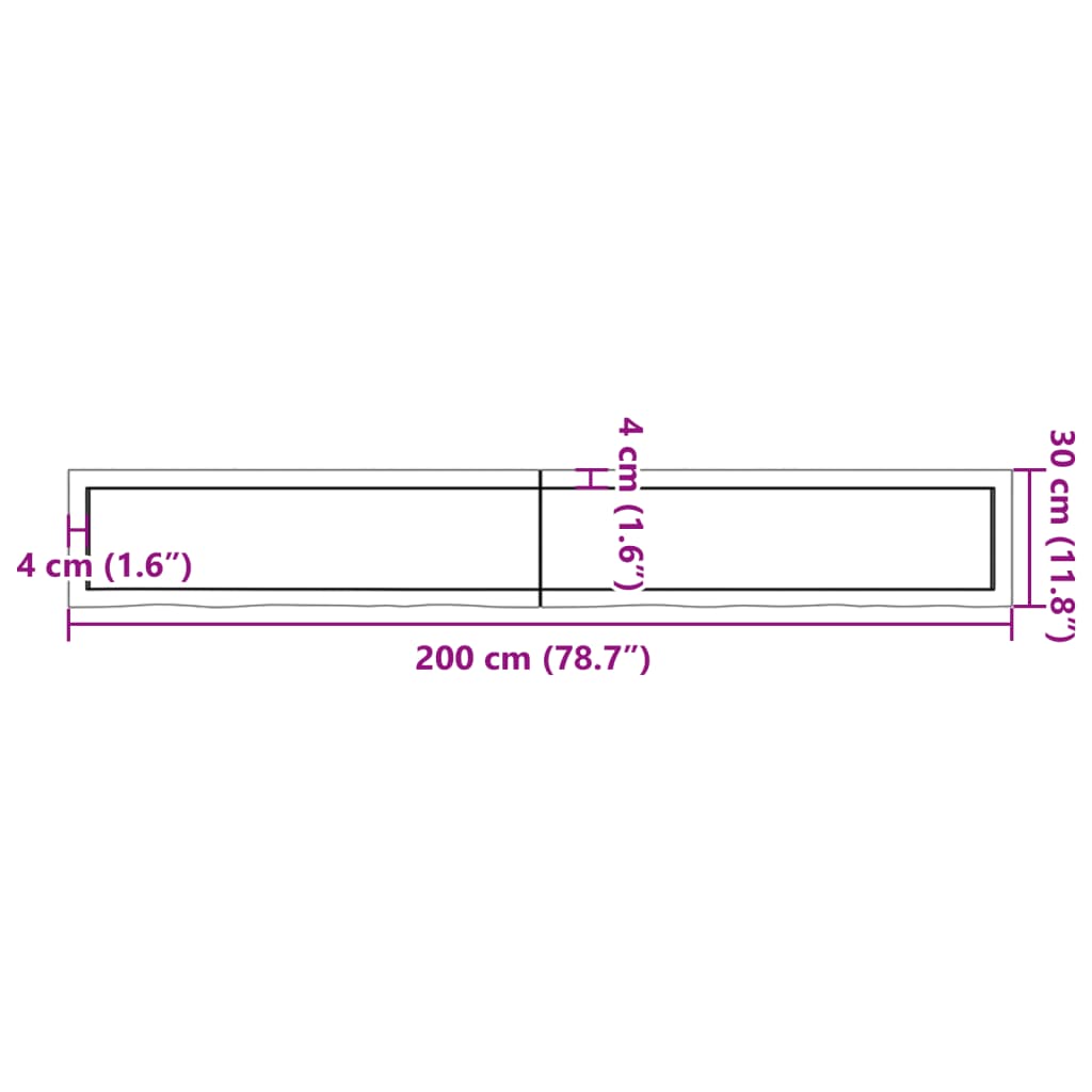 vidaXL Nástěnná police 200x30x(2-6) cm neošetřené masivní dubové dřevo