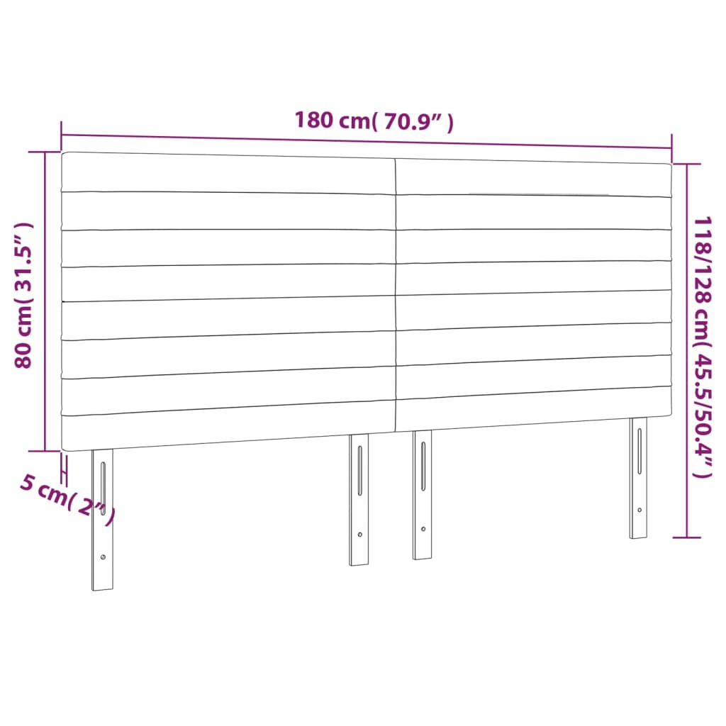 vidaXL Čelo postele s LED tmavě modré 180x5x118/128 cm samet