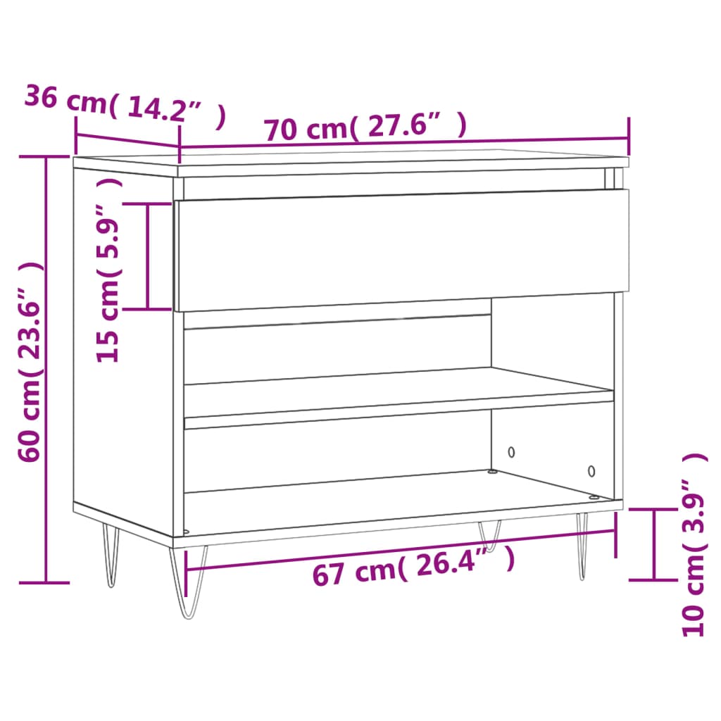 vidaXL Botník dub sonoma 70x36x60 cm kompozitní dřevo