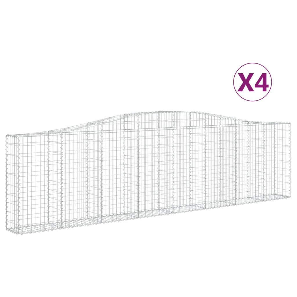 vidaXL Klenuté gabionové koše 4 ks 400x30x100/120cm pozinkované železo