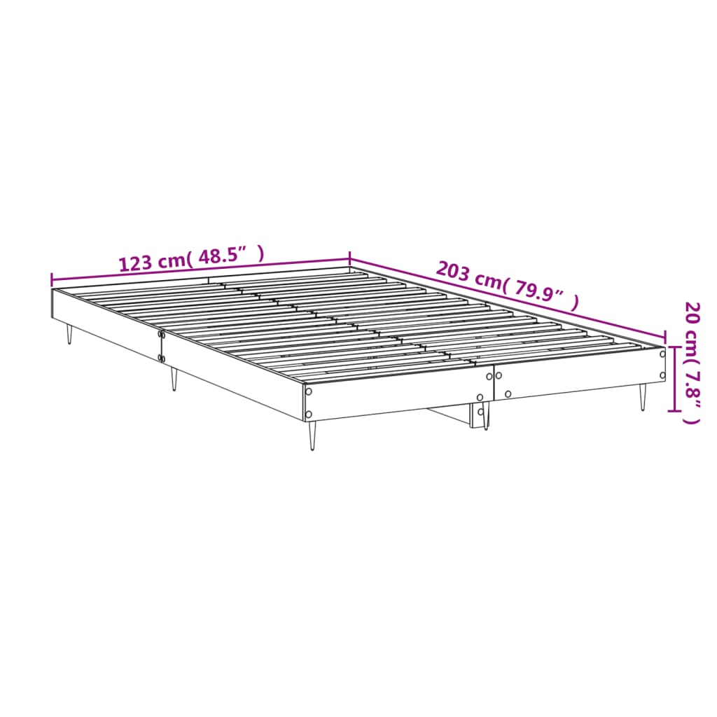 vidaXL Rám postele bez matrace kouřový dub 120x200 cm kompozitní dřevo