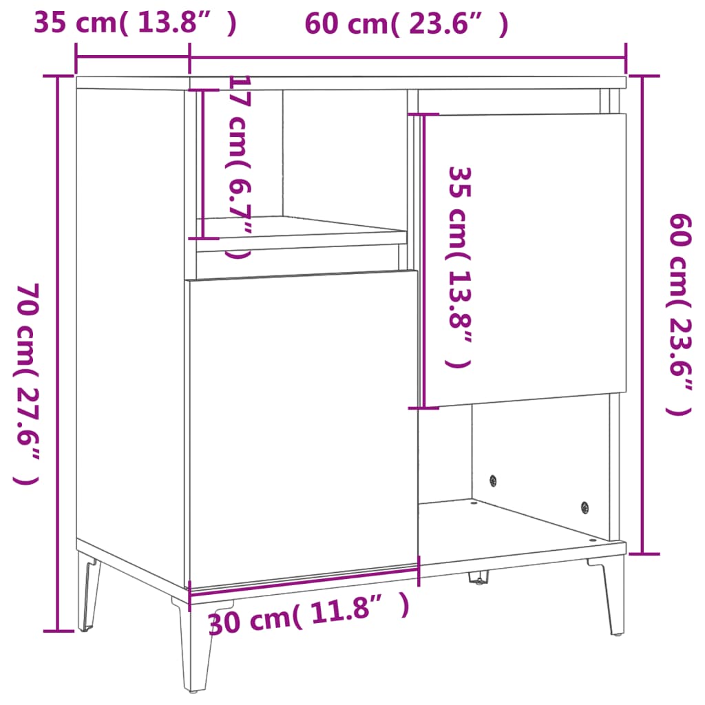 vidaXL Příborník kouřový dub 60 x 35 x 70 cm kompozitní dřevo