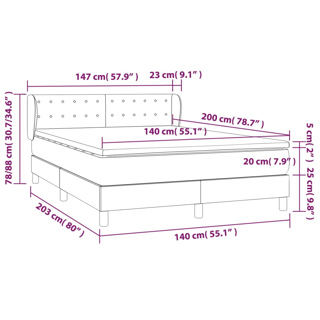 vidaXL Box spring postel s matrací černá 140x200 cm umělá kůže