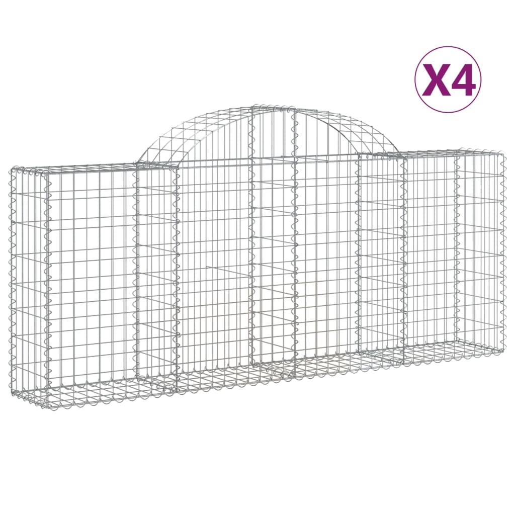 vidaXL Klenuté gabionové koše 4 ks 200x30x80/100 cm pozinkované železo