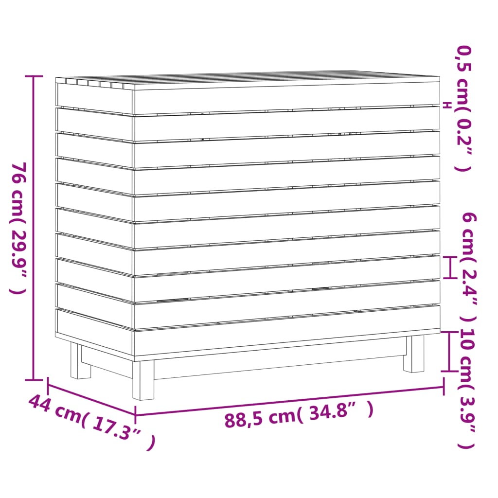 vidaXL Koš na prádlo 88,5 x 44 x 76 cm masivní borové dřevo