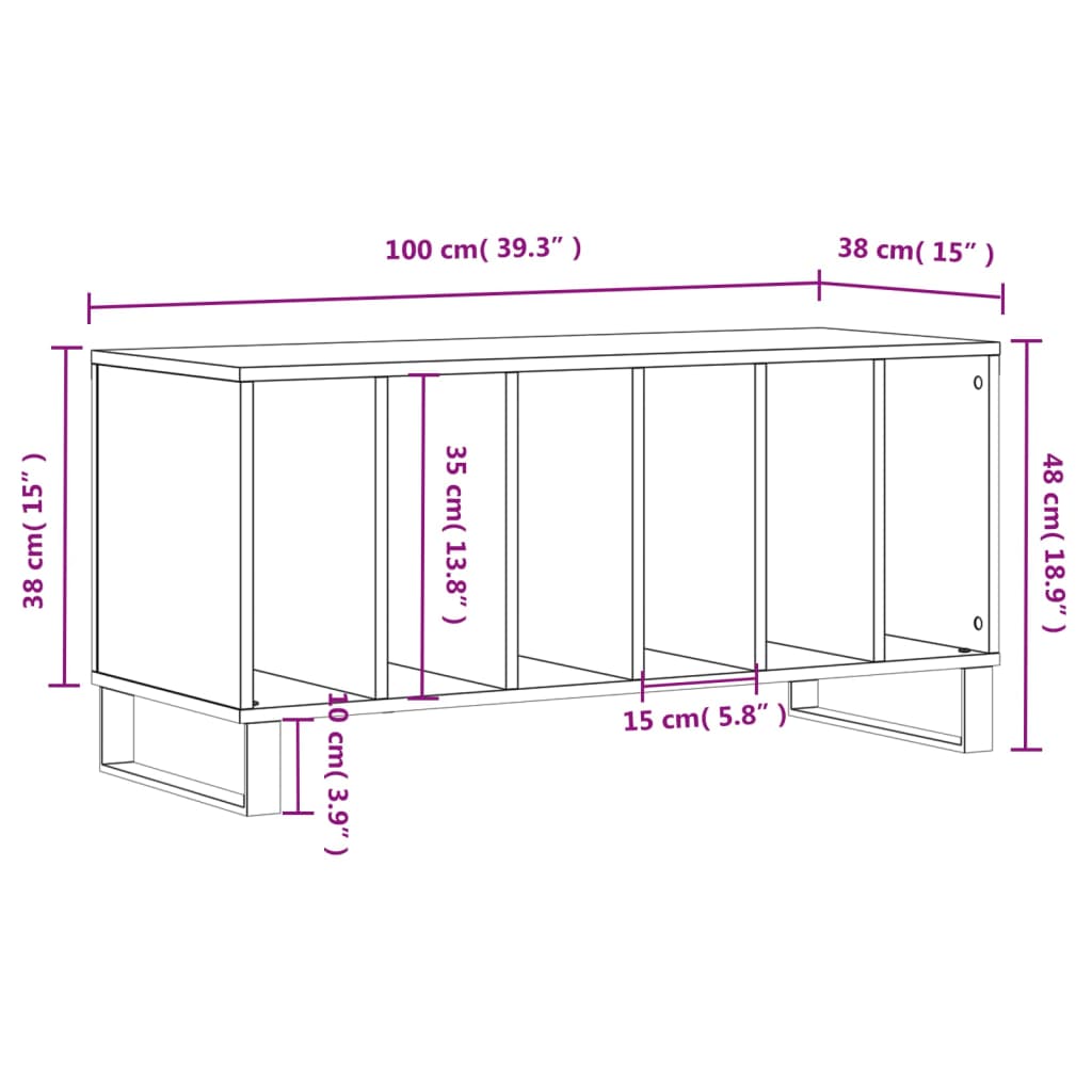 vidaXL Skříňka na LP desky hnědý dub 100x38x48 cm kompozitní dřevo