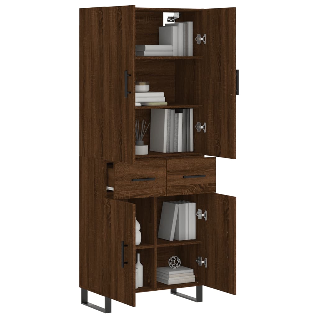 vidaXL Skříň highboard hnědý dub 69,5 x 34 x 180 cm kompozitní dřevo