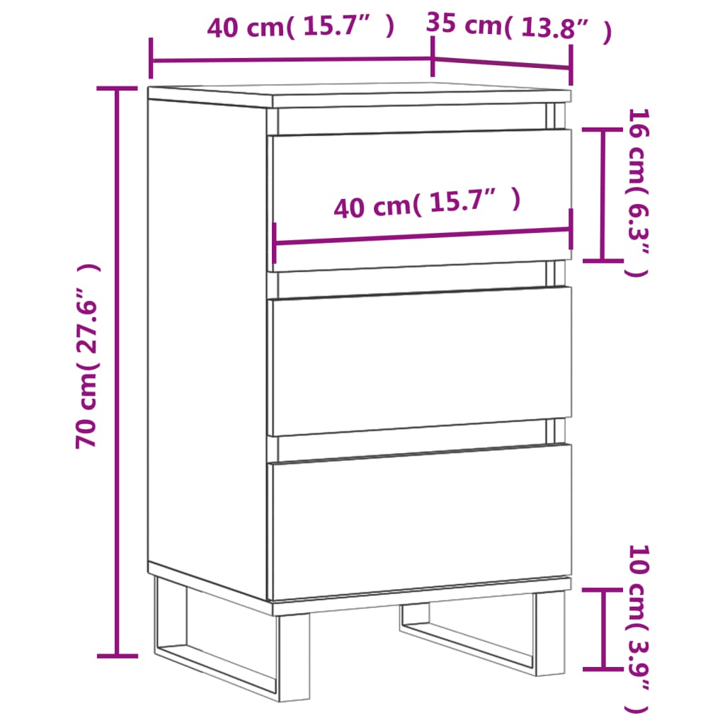 vidaXL Příborník kouřový dub 40 x 35 x 70 cm kompozitní dřevo