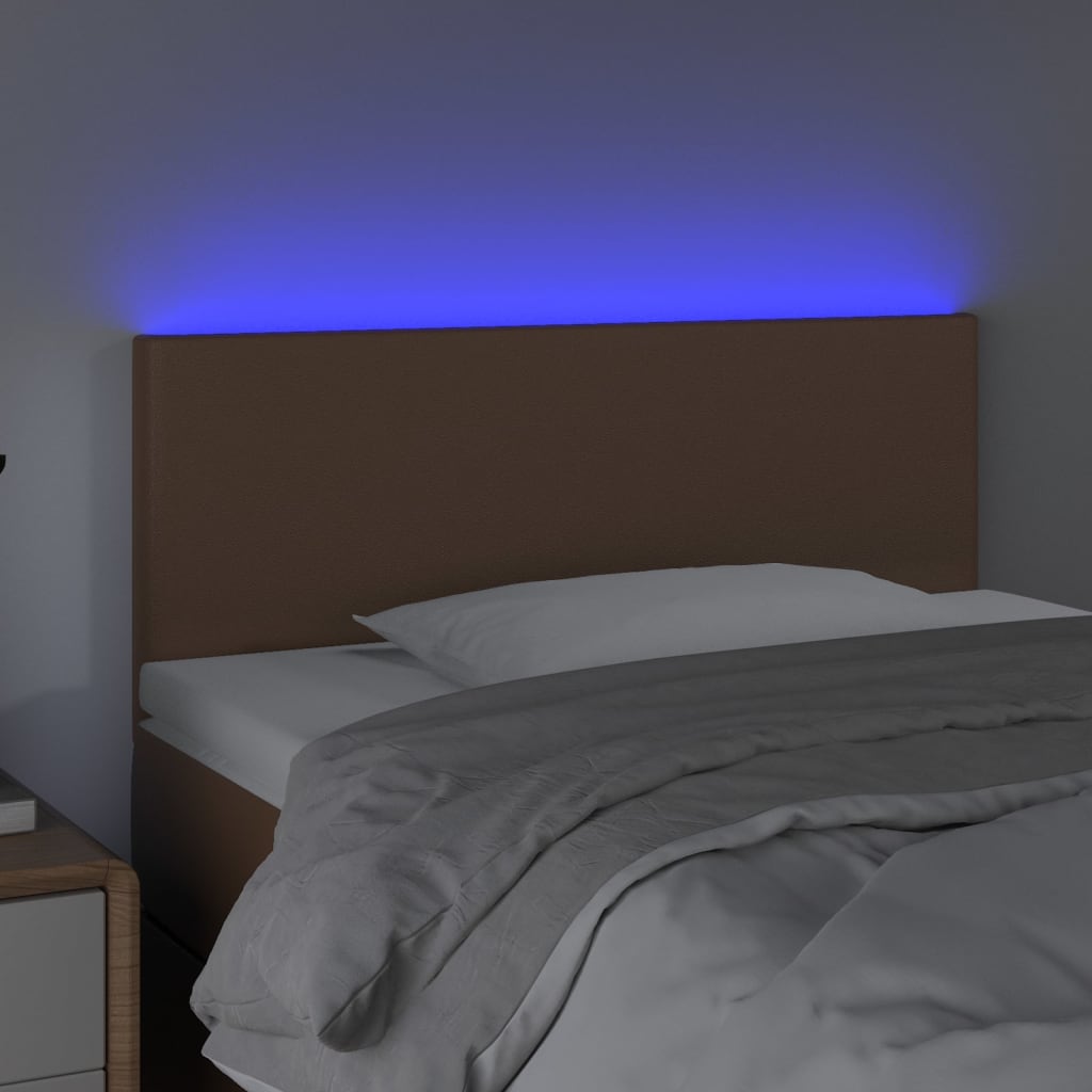 vidaXL Čelo postele s LED hnědé 100x5x78/88 cm umělá kůže