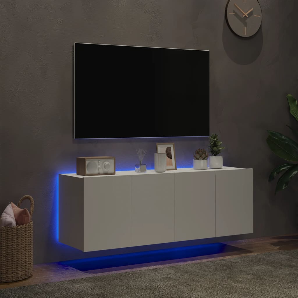 vidaXL Nástěnné TV skříňky s LED osvětlením 2 ks bílé 60 x 35 x 41 cm