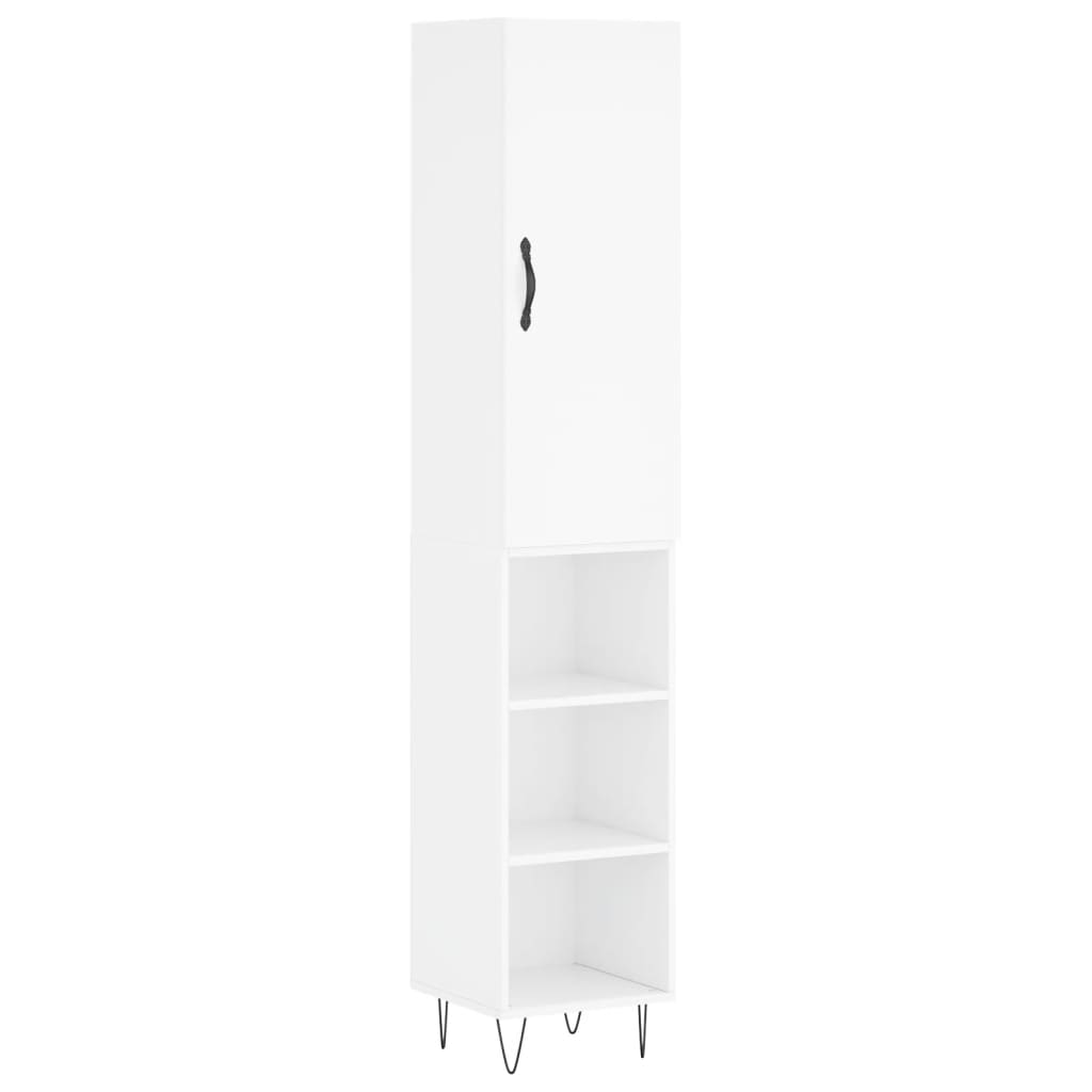 vidaXL Skříň highboard bílá s vysokým leskem 34,5x34x180 cm kompozit