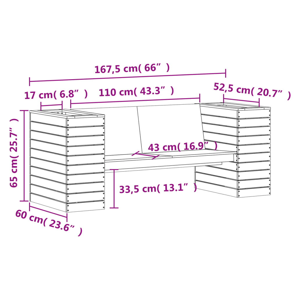 vidaXL Lavice s truhlíky bílá 167,5 x 60 x 65 cm masivní borové dřevo