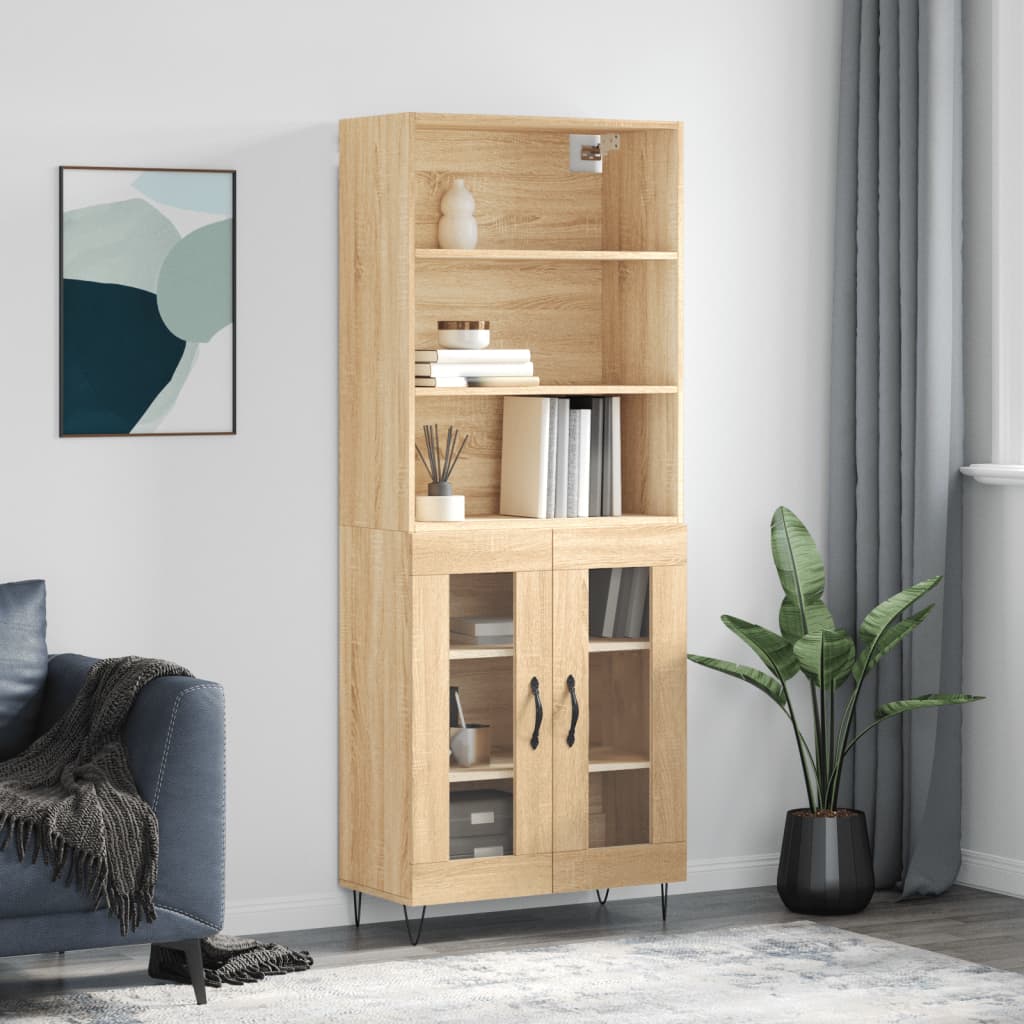 vidaXL Skříň highboard dub sonoma 69,5 x 34 x 180 cm kompozitní dřevo