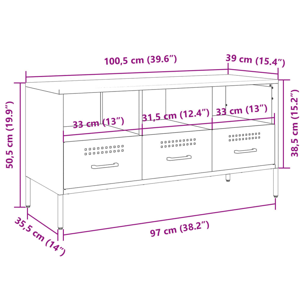 vidaXL TV skříňka hořčicově žlutá 100,5 x 39 x 50,5 cm ocel