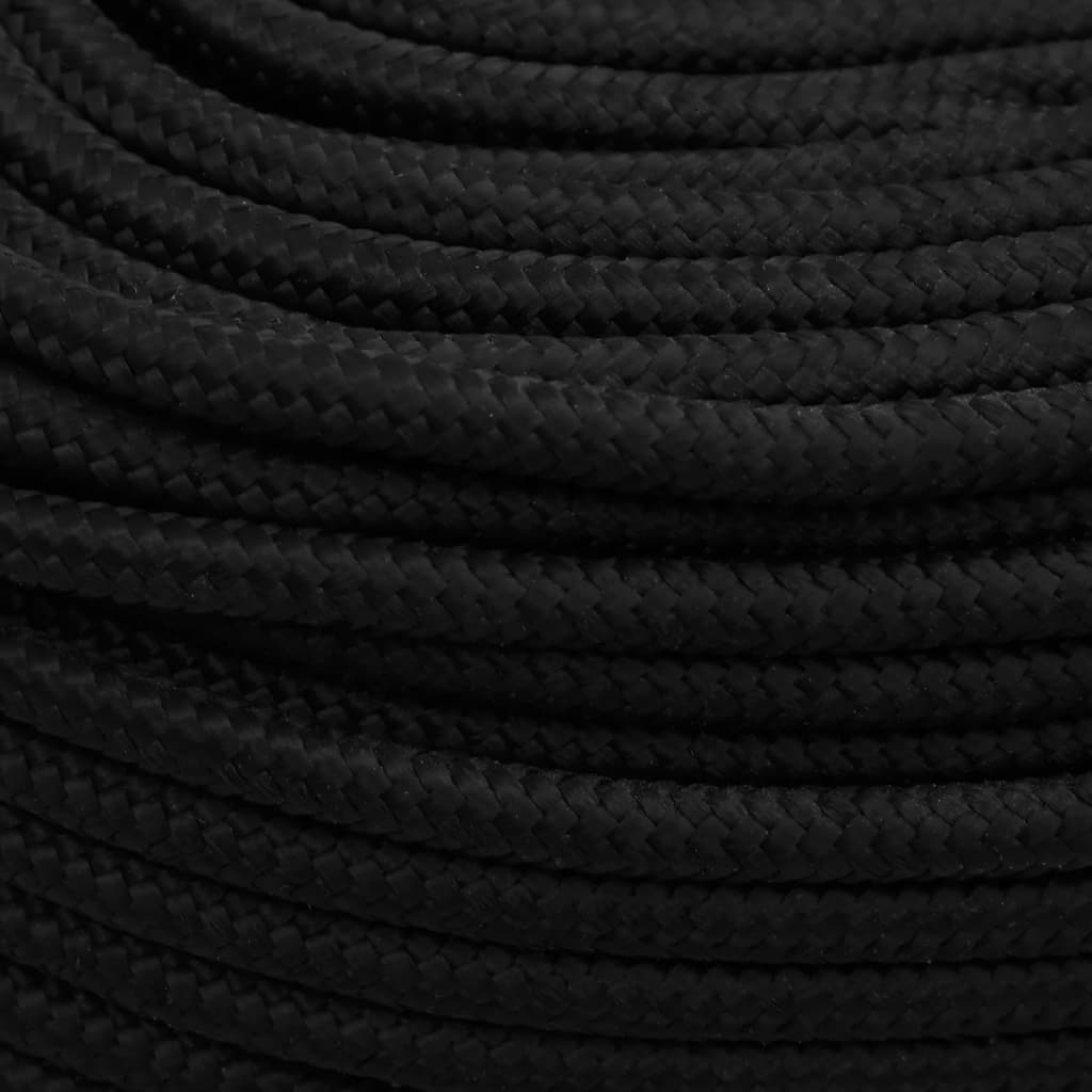 vidaXL Pracovní lano černé 6 mm 25 m polyester