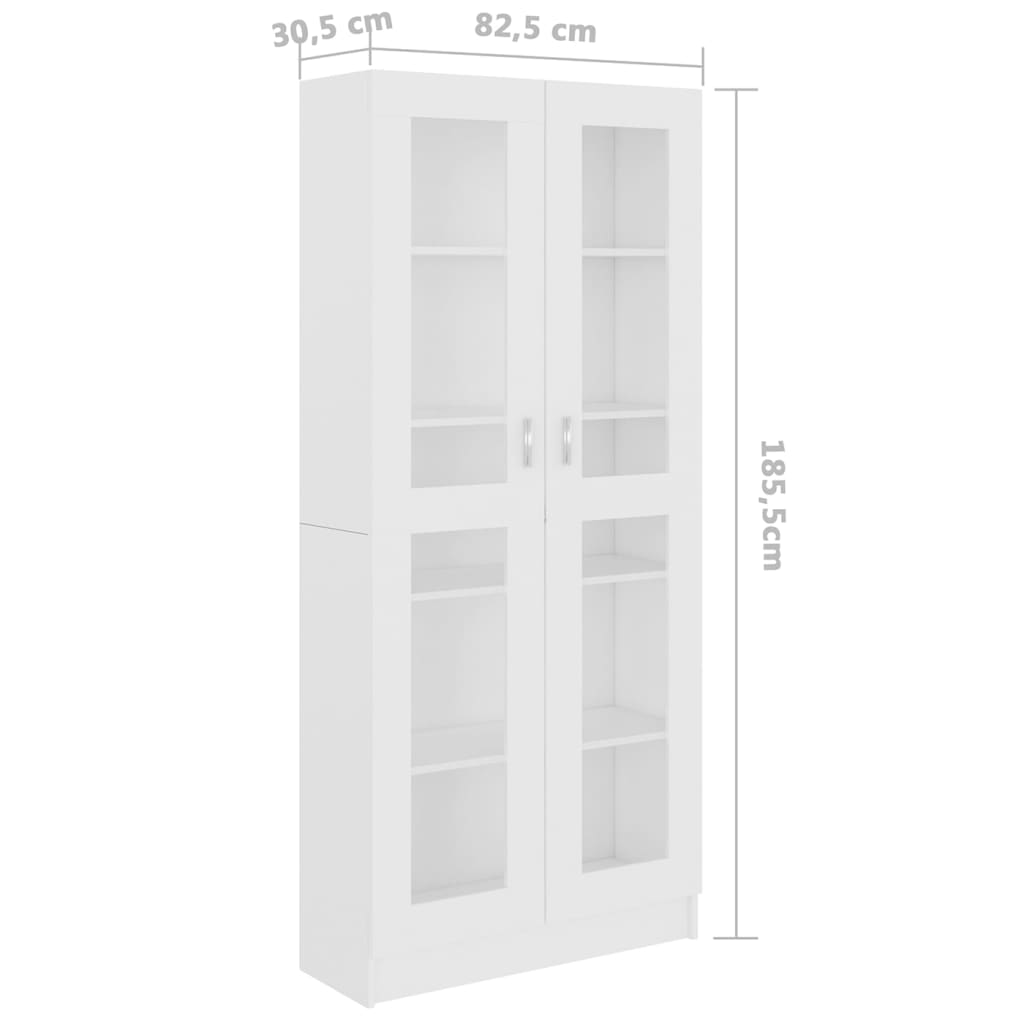 vidaXL Prosklená skříň bílá 82,5 x 30,5 x 185,5 cm kompozitní dřevo