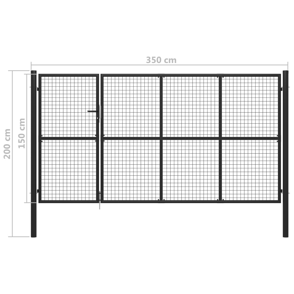 vidaXL Zahradní plotová brána ocel 350 x 150 cm antracitová