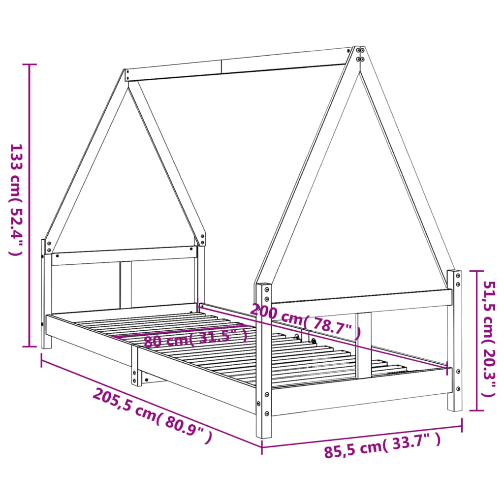 vidaXL Dětská postel bílá 80 x 200 cm masivní borové dřevo