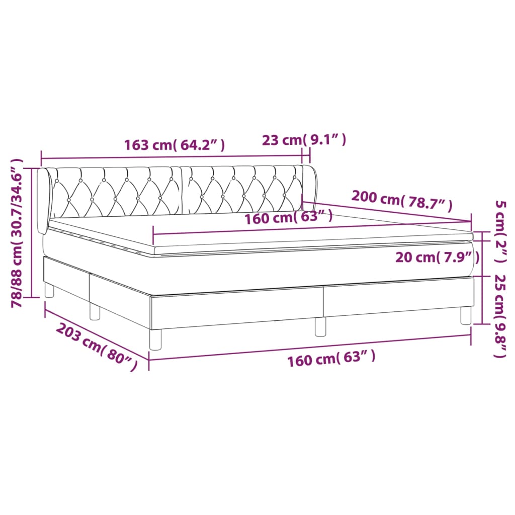 vidaXL Box spring postel s matrací světle šedá 160 x 200 cm textil