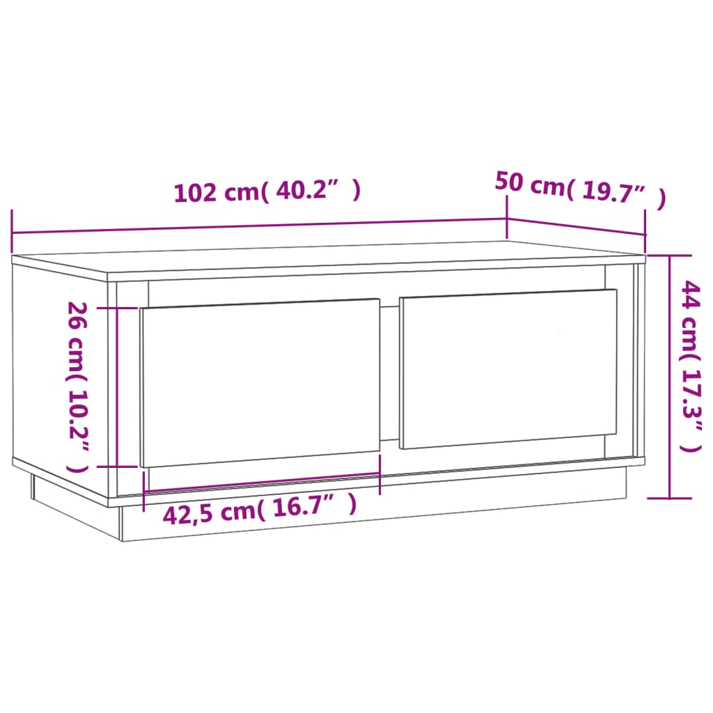 vidaXL Konferenční stolek kouřový dub 102x50x44 cm kompozitní dřevo