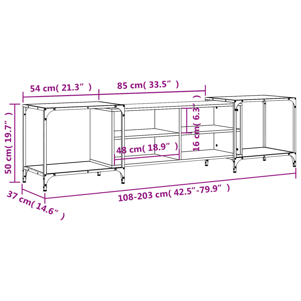 vidaXL TV skříňka černá 203 x 37 x 50 cm kompozitní dřevo