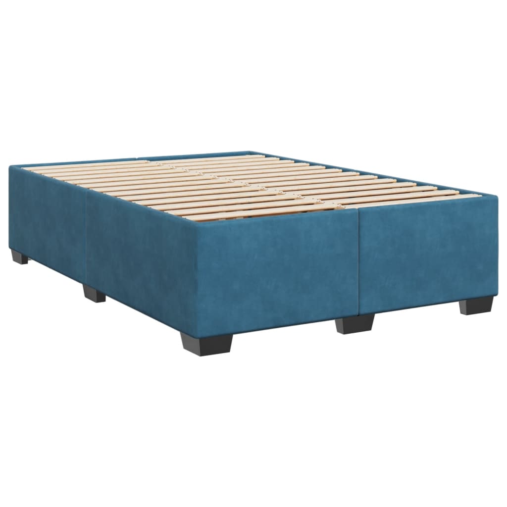 vidaXL Box spring postel s matrací modrá 160 x 200 cm samet