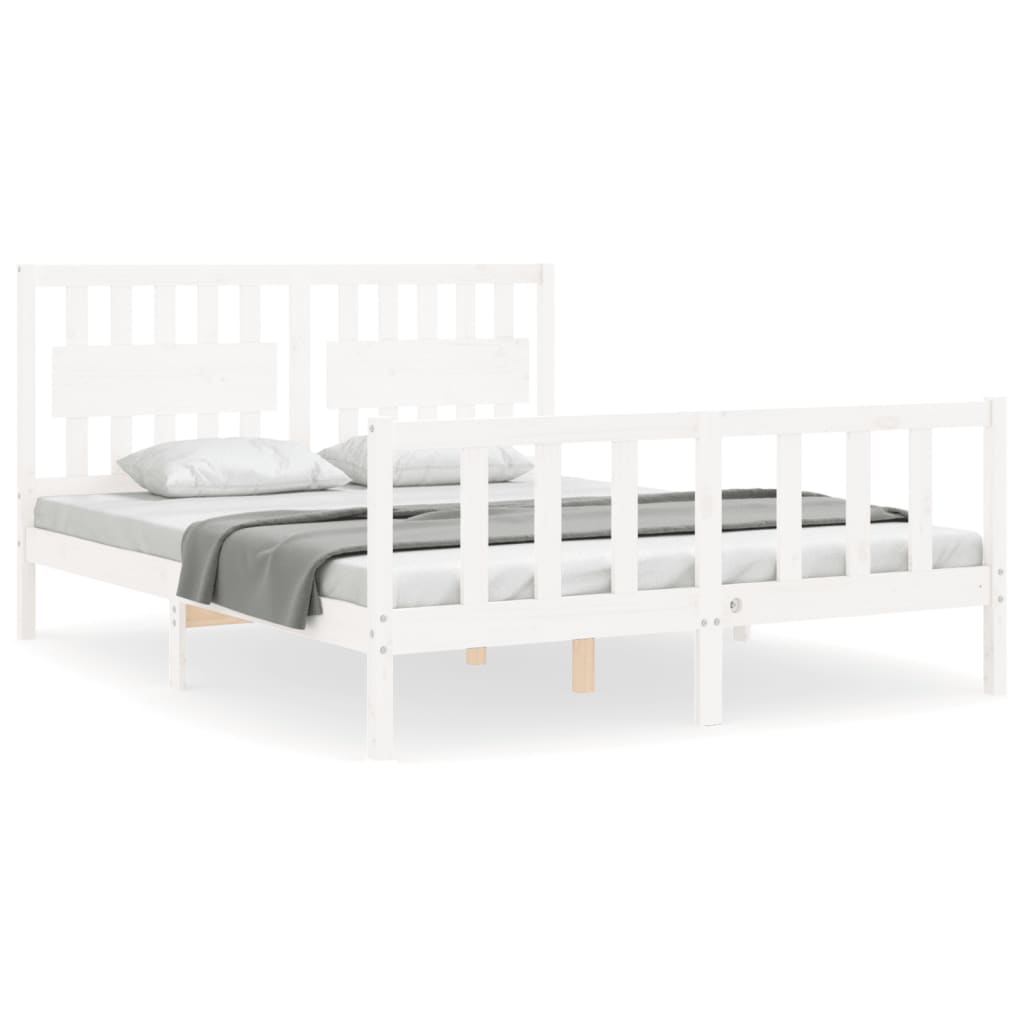 vidaXL Rám postele s čelem bílý 160 x 200 cm masivní dřevo