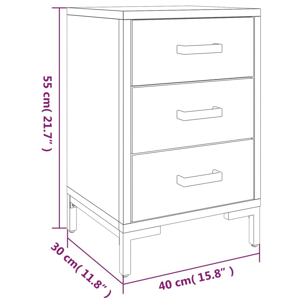 vidaXL Noční stolek černý 40x30x55 cm masivní recyklované borové dřevo