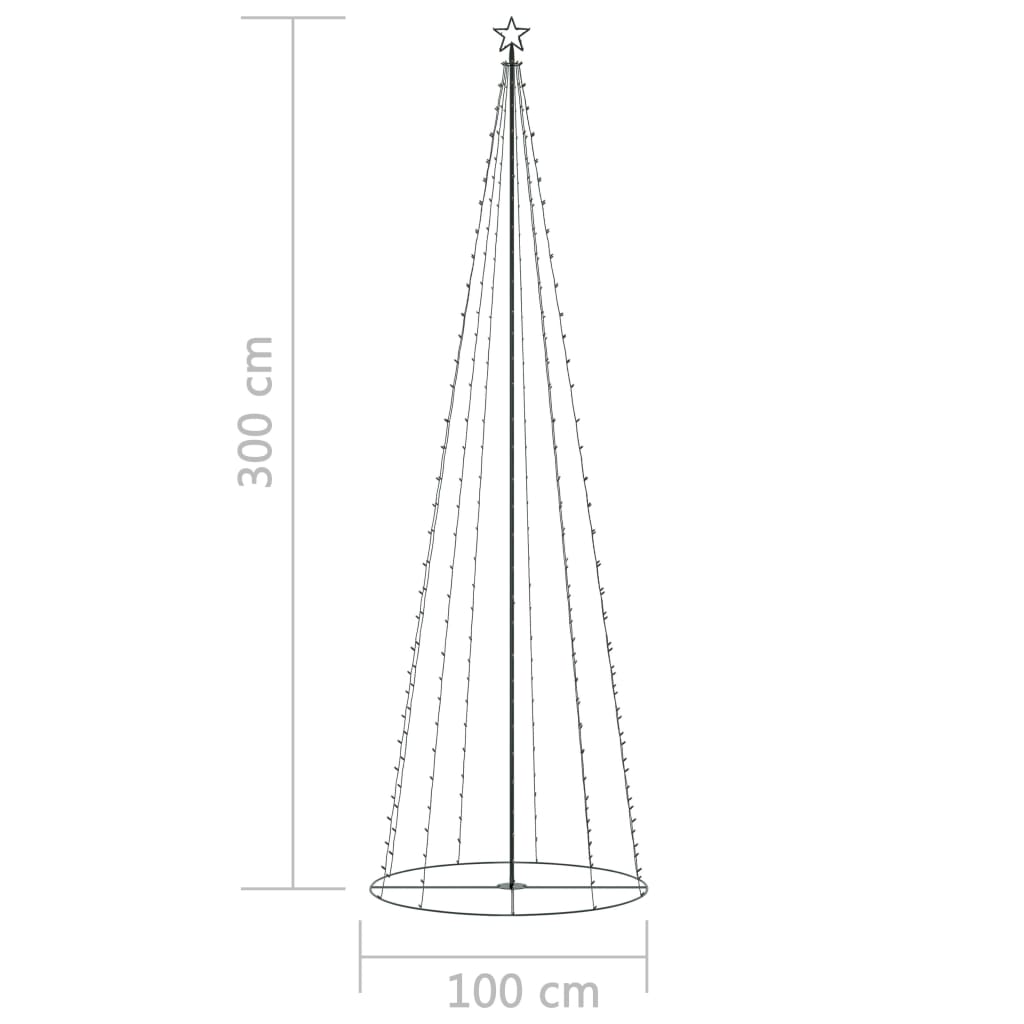 vidaXL Vánoční stromek kužel 330 vícebarevných LED diod 100 x 300 cm