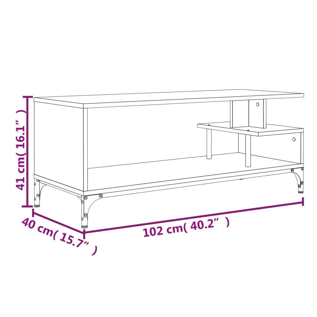 vidaXL TV stolek kouřový dub 102 x 40 x 41 cm kompozitní dřevo a ocel