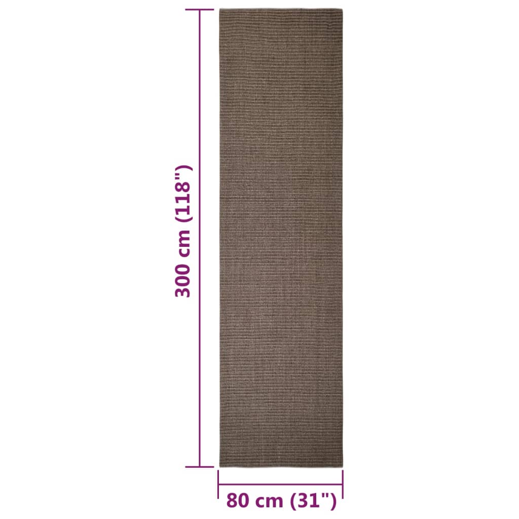 vidaXL Sisalový koberec pro škrabací sloupek hnědý 80 x 300 cm