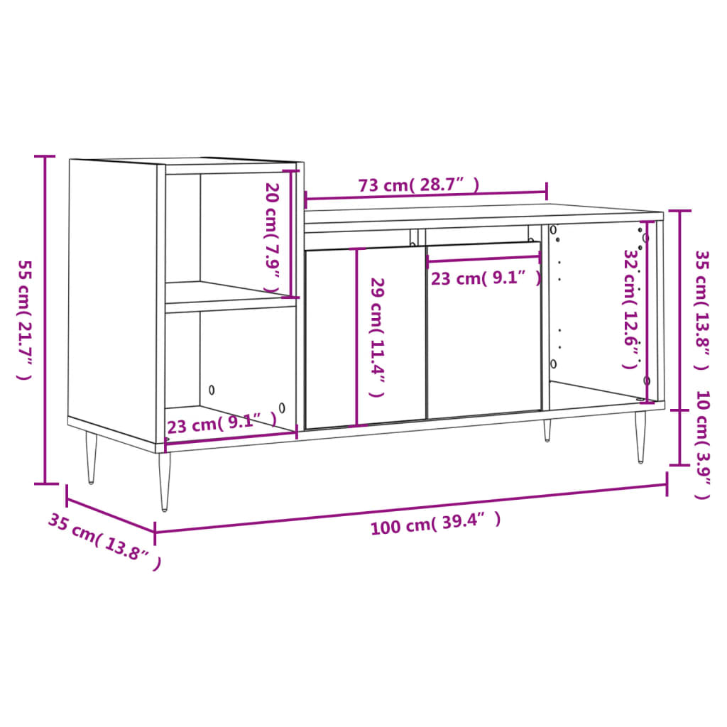 vidaXL TV skříňka šedá sonoma 100x35x55 cm kompozitní dřevo