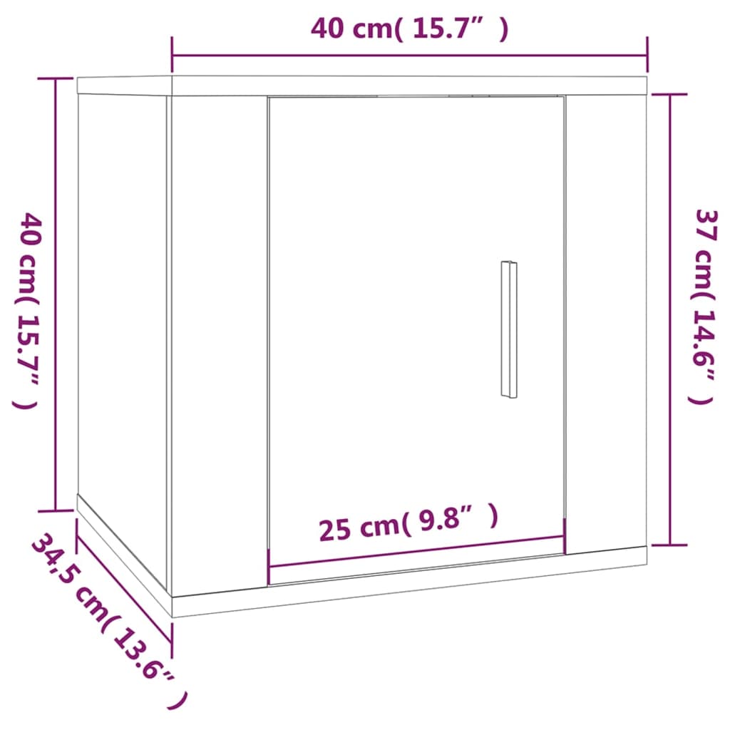 vidaXL Nástěnné TV skříňky 2 ks černé 40 x 34,5 x 40 cm