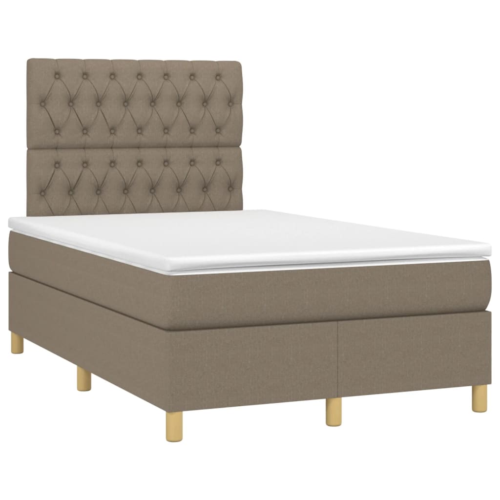 vidaXL Box spring postel s matrací a LED taupe 120x190 cm textil