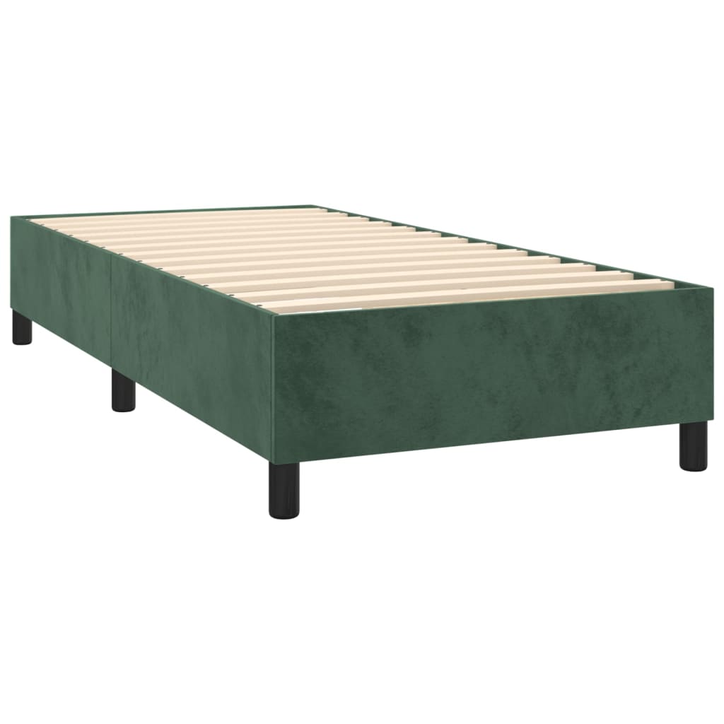 vidaXL Box spring postel s matrací tmavě zelená 100x200 cm samet